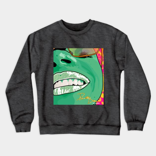 Smiling Pop Art Hipster Woman Crewneck Sweatshirt by FreckleFaceDoodles